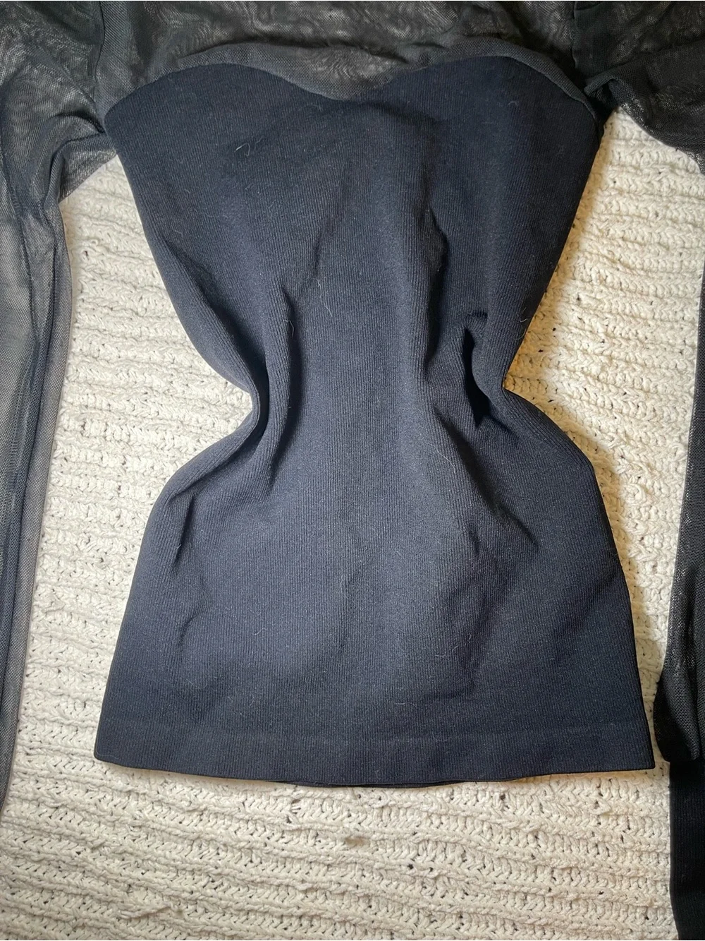 Free People Black Sheer Mock Neck Long Sleeve Top